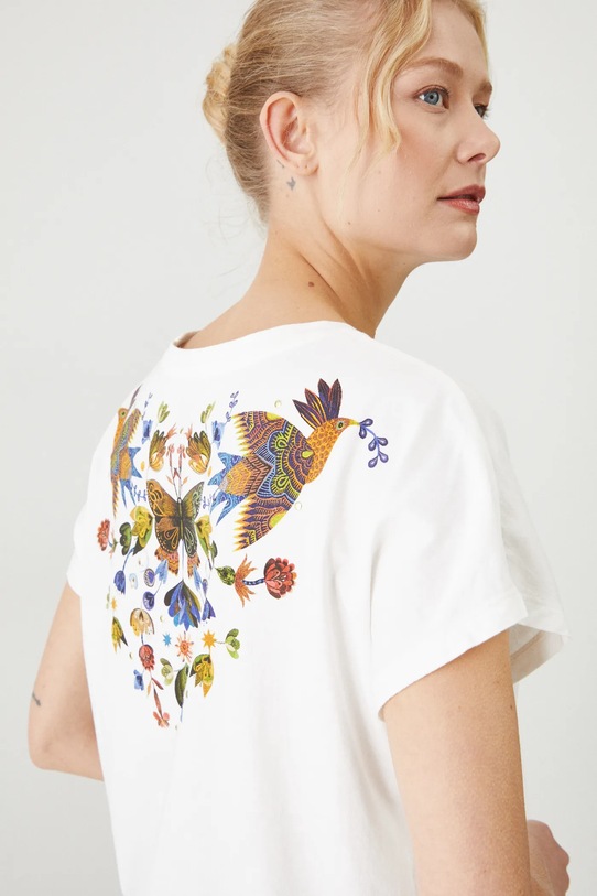 T-shirt bawełniany damski z kolekcji Karolina Matyjaszkowicz x Medicine kolor beżowy RW24.TSDB60 beżowy