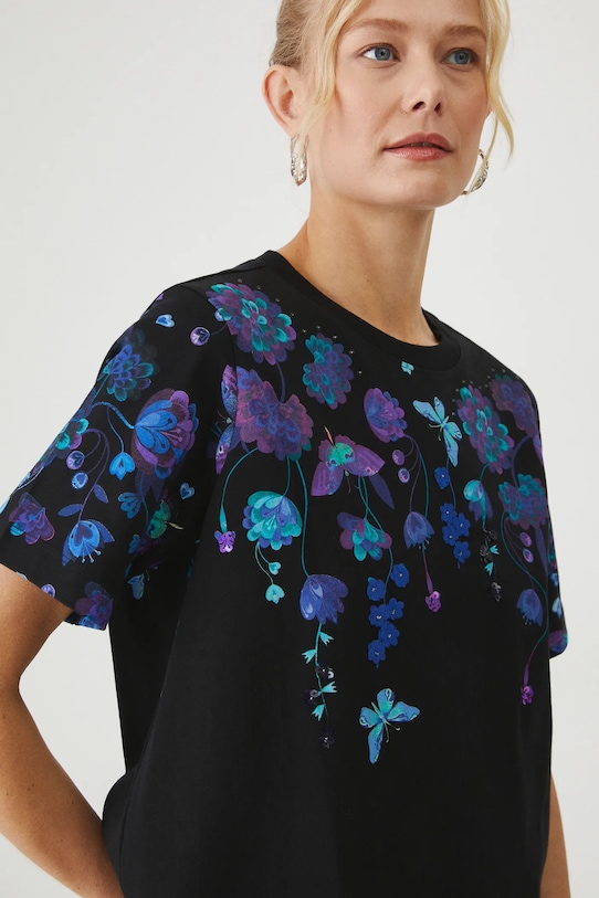 Bavlněné tričko z kolekce Karolina Matyjaszkowicz x Medicine černá barva RW24.TSDB62 černá RW24