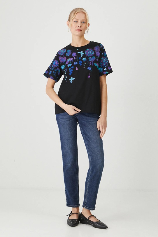 Oblečení Bavlněné tričko z kolekce Karolina Matyjaszkowicz x Medicine černá barva RW24.TSDB62 černá