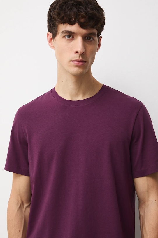 T-shirt bawełniany męski z domieszką elastanu gładki RW24.TSM020 fioletowy