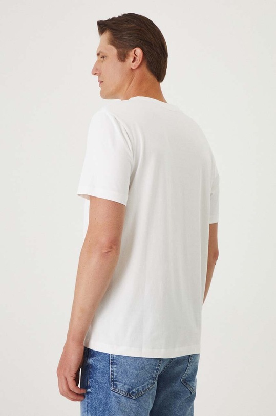 Oblečení Bavlněné tričko pánské s příměsí elastanu jednobarevné bílá barva RW24.TSM021 bílá