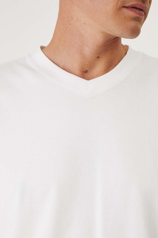 Bavlněné tričko pánské s příměsí elastanu jednobarevné bílá barva RW24.TSM021 bílá