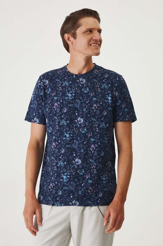 Bavlněné tričko pánské tmavomodrá barva námořnická modř RW24.TSM025