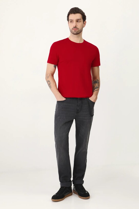 T-shirt bawełniany męski z domieszką elastanu gładki kolor czerwony RW24.TSM026 czerwony RW24