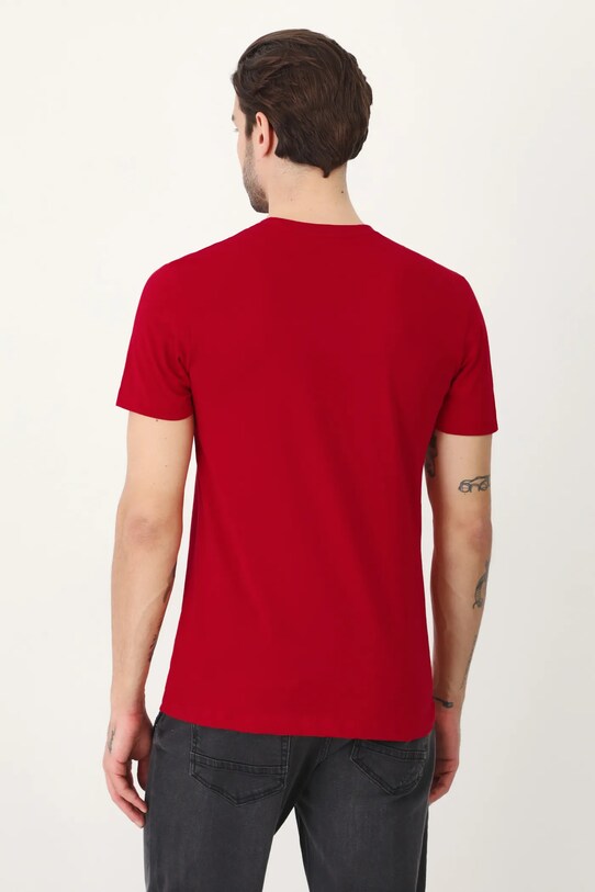 Odzież T-shirt bawełniany męski z domieszką elastanu gładki kolor czerwony RW24.TSM026 czerwony