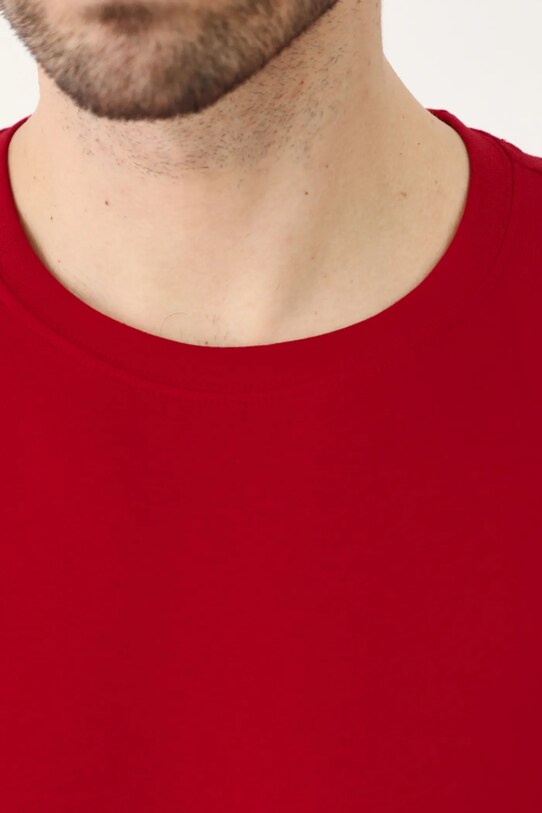 T-shirt bawełniany męski z domieszką elastanu gładki kolor czerwony RW24.TSM026 czerwony