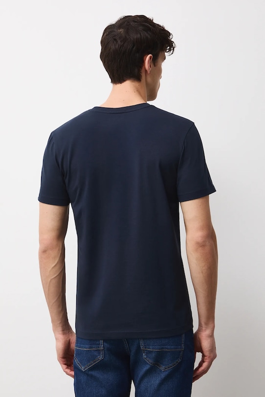 Odzież T-shirt bawełniany męski z elastanem gładki kolor granatowy RW24.TSM026 granatowy