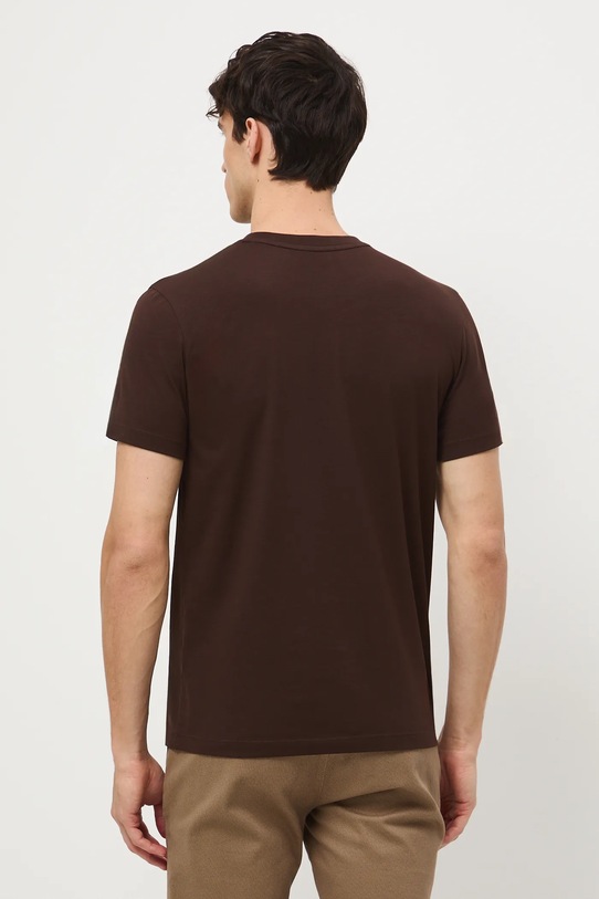 Odzież T-shirt bawełniany męski z elastanem gładki kolor brązowy RW24.TSM026 brązowy