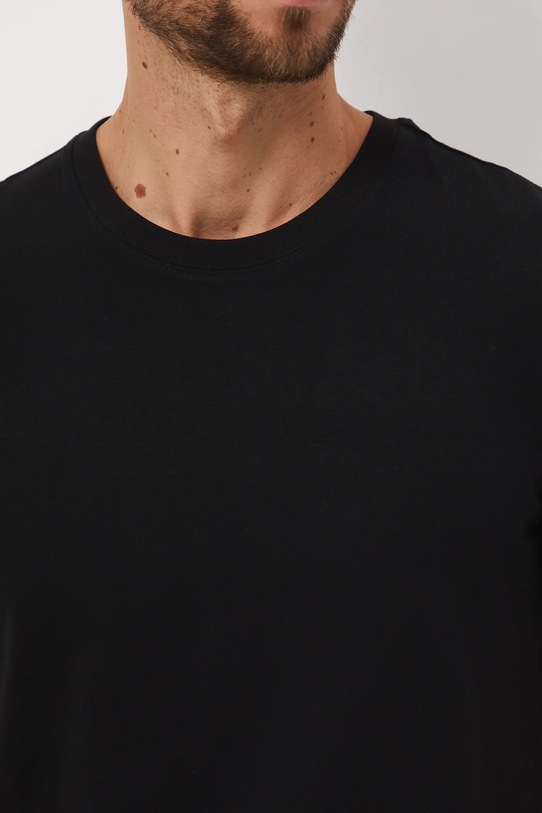 T-shirt bawełniany męski z elastanem gładki kolor czarny RW24.TSM026