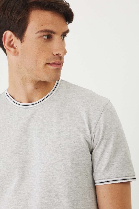 T-shirt bawełniany męski z domieszką elastanu z dzianiny strukturalnej kolor szary RW24.TSM033 szary RW24