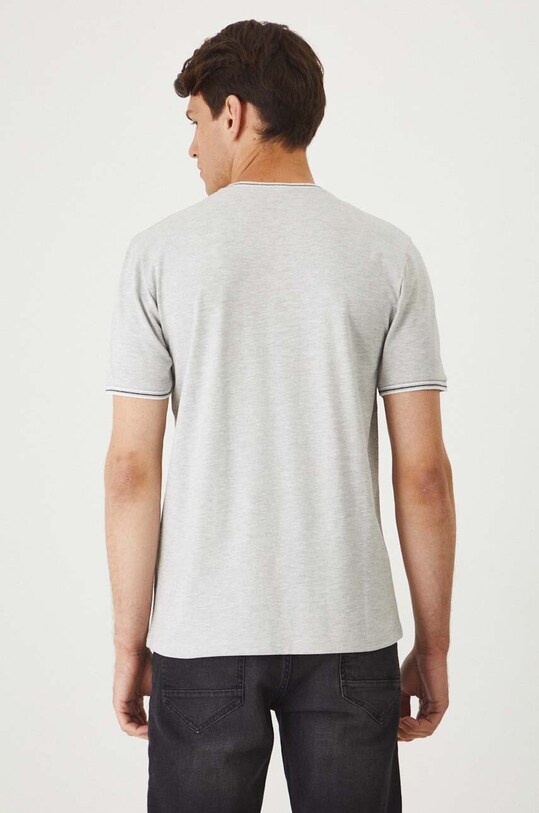 Odzież T-shirt bawełniany męski z domieszką elastanu z dzianiny strukturalnej kolor szary RW24.TSM033 szary