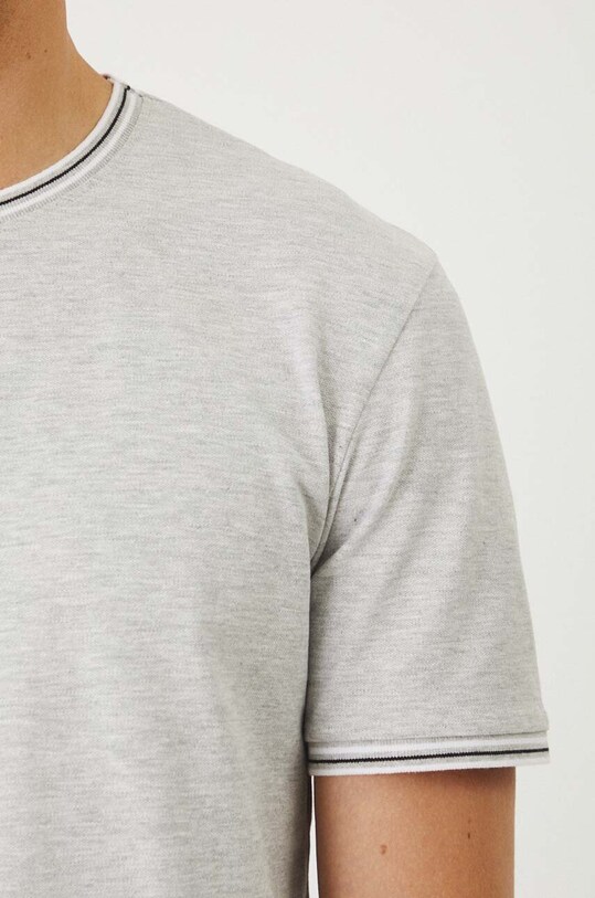 T-shirt bawełniany męski z domieszką elastanu z dzianiny strukturalnej kolor szary szary RW24.TSM033
