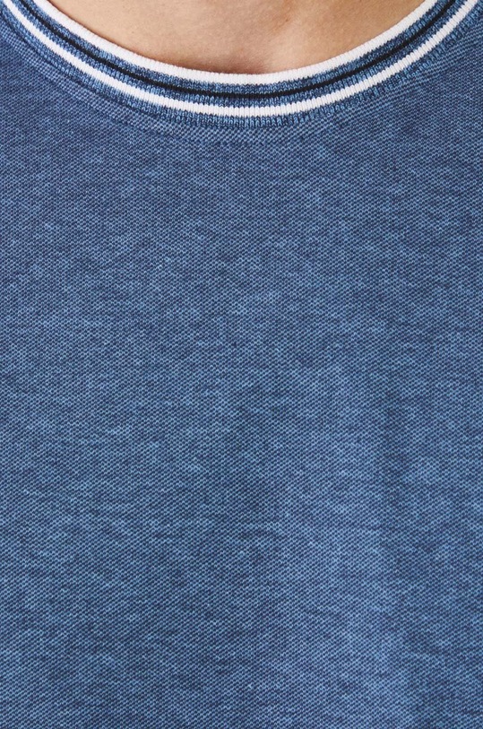 T-shirt bawełniany męski z domieszką elastanu z dzianiny strukturalnej kolor niebieski RW24.TSM033 niebieski