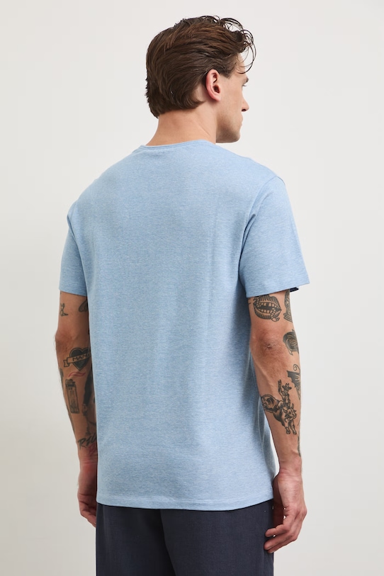 t-shirt basic męski bawełniany z elastanem niebieski RW24.TSM040