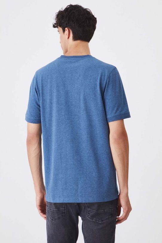 Odzież T-shirt bawełniany męski z domieszką elastanu z dzianiny strukturalnej kolor niebieski RW24.TSM041 niebieski