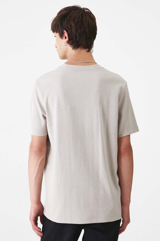 Odzież T-shirt bawełniany męski z domieszką wiskozy z fakturą kolor beżowy RW24.TSM054 beżowy