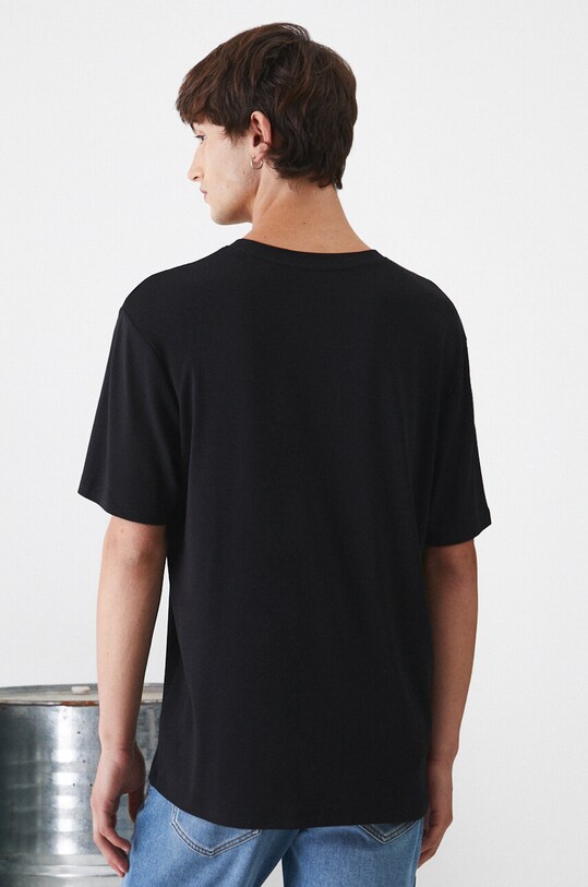 Odzież T-shirt męski z modalem kolor czarny RW24.TSM055 czarny