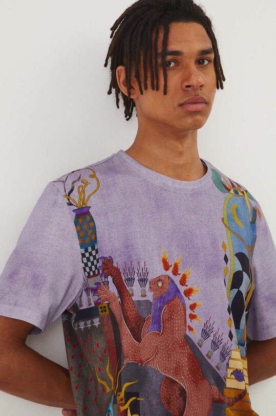 T-shirt bawełniany męski wzorzysty kolor multicolor multicolor RW24.TSM100