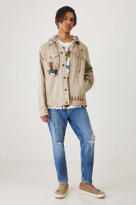 Bavlněné tričko pánské se vzorem bílá barva RW24.TSM102 bílá RW24