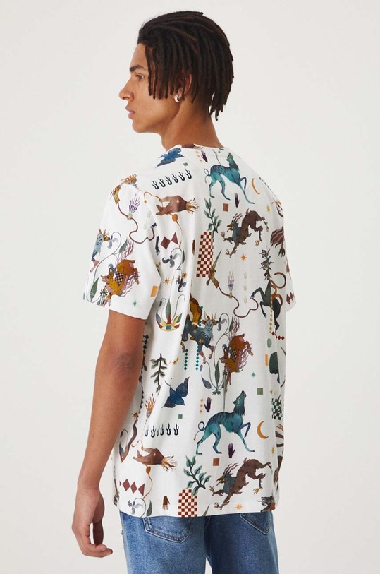 Oblečení Bavlněné tričko pánské se vzorem bílá barva RW24.TSM102 bílá