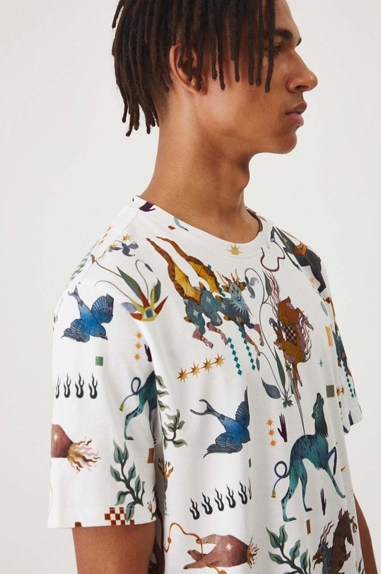 Bavlněné tričko pánské se vzorem bílá barva bílá RW24.TSM102