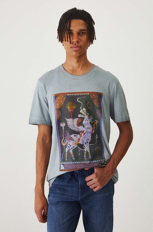 Medicine tricou din bumbac print gri RW24.TSM103