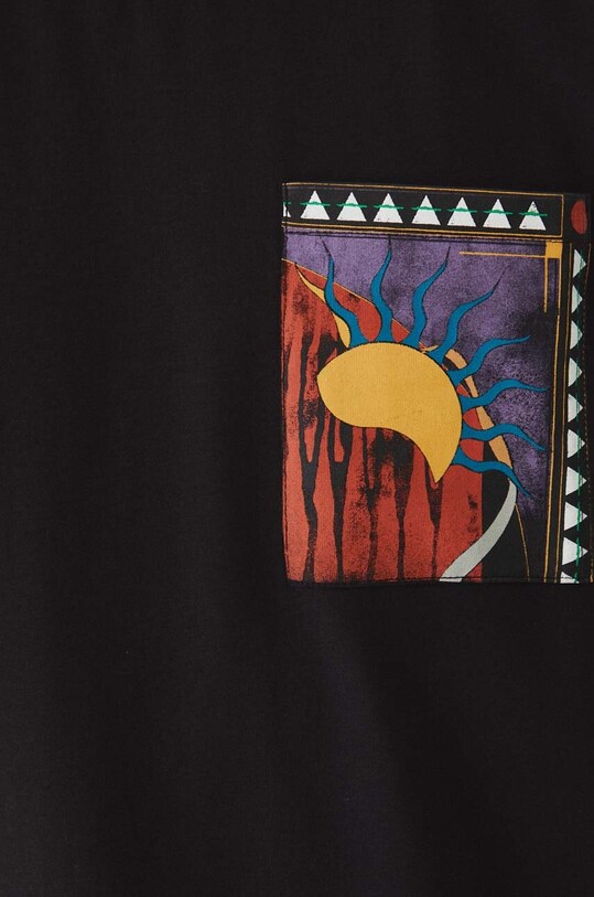 Bavlnené tričko pánske s prímesou elastanu s potlačou čierna farba RW24.TSM104 čierna