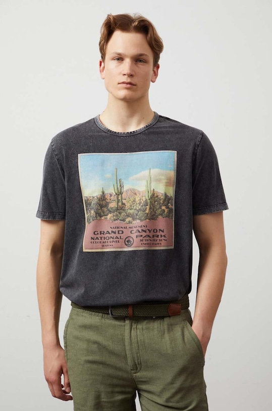 T-shirt bawełniany męski z nadrukiem kolor szary RW24.TSM211 szary RW24