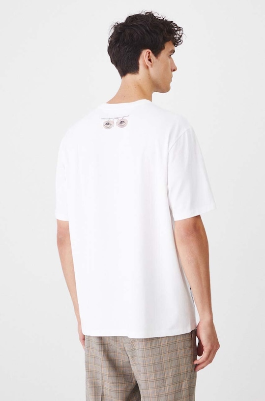 Oblečení Bavlněné tričko pánské s elastanem s potiskem bílá barva RW24.TSM408 bílá