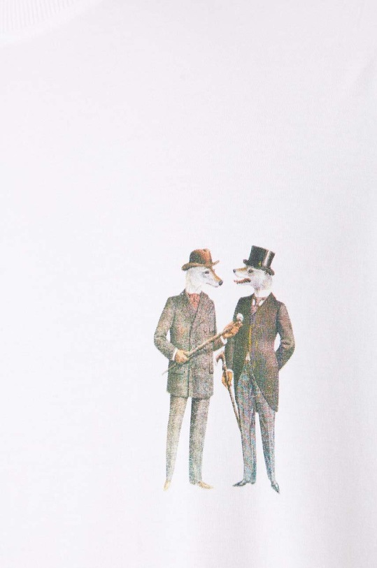 Bavlněné tričko pánské s elastanem s potiskem bílá barva RW24.TSM408 bílá