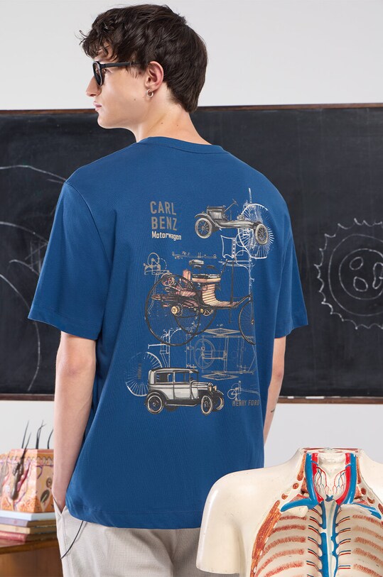 Памучна тениска Medicine свободна син RW24.TSM450