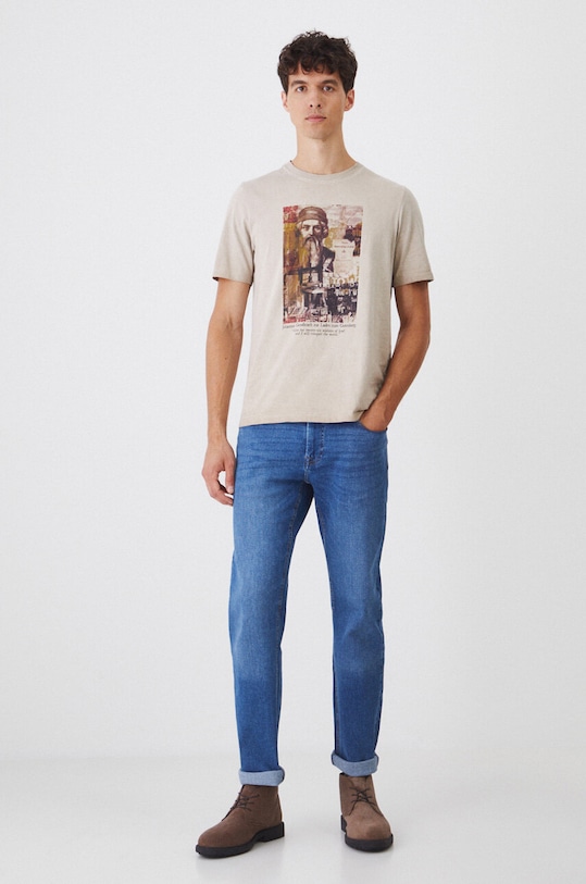 Oblečení Bavlněné tričko z kolekce Science by Peter Smolka béžová barva RW24.TSM452 béžová