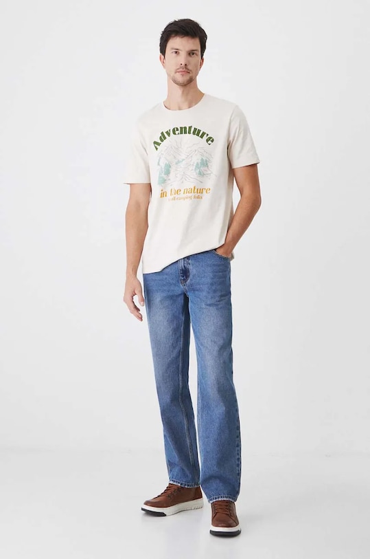 Bavlněné tričko s potiskem béžová barva RW24.TSM482 béžová RW24