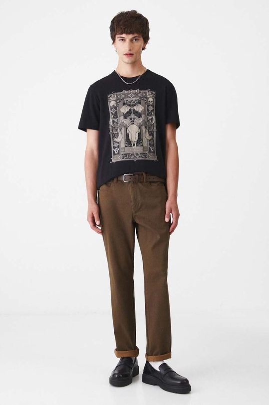 T-shirt bawełniany męski z domieszką elastanu z nadrukiem kolor czarny RW24.TSM504 czarny RW24