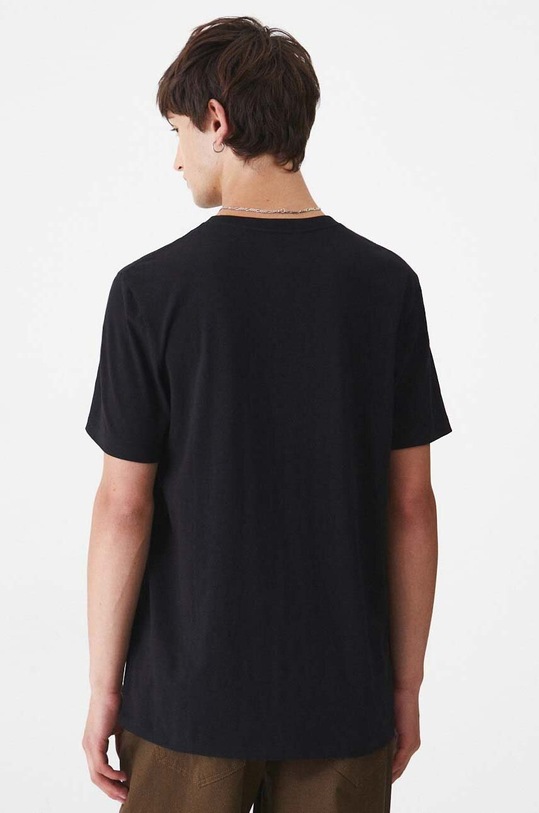 Odzież T-shirt bawełniany męski z domieszką elastanu z nadrukiem kolor czarny RW24.TSM504 czarny