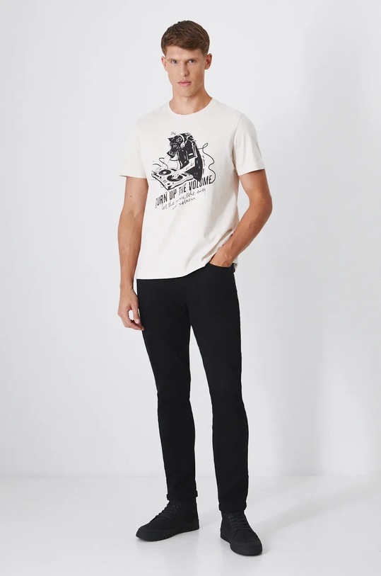 Bavlněné tričko s potiskem béžová barva RW24.TSM621 béžová RW24