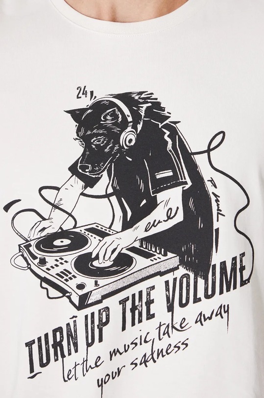 Bavlněné tričko s potiskem béžová barva RW24.TSM621 béžová