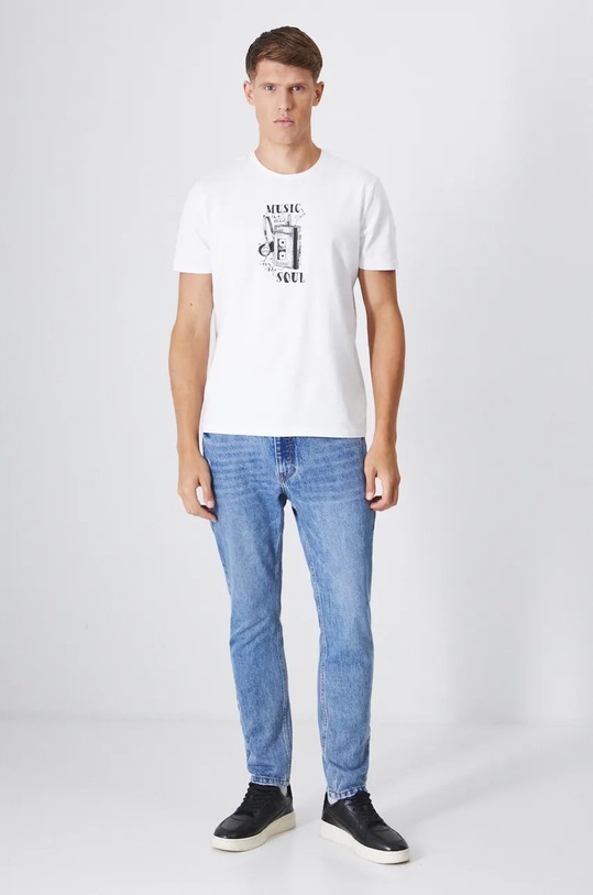 T-shirt bawełniany męski z domieszką elastanu z nadrukiem kolor biały RW24.TSM622 biały RW24