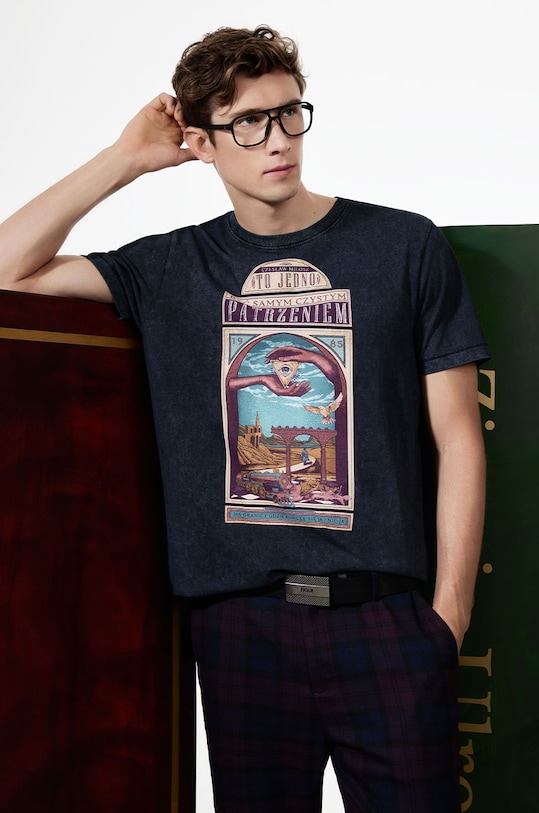 T-shirt bawełniany męski – Medicine z okazji roku Miłosza, kolor szary okrągły szary RW24.TSM650