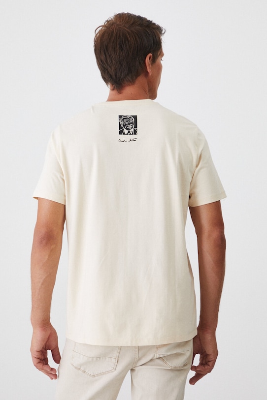 T-shirt bawełniany męski – Medicine z okazji roku Miłosza, kolor beżowy beżowy RW24.TSM653