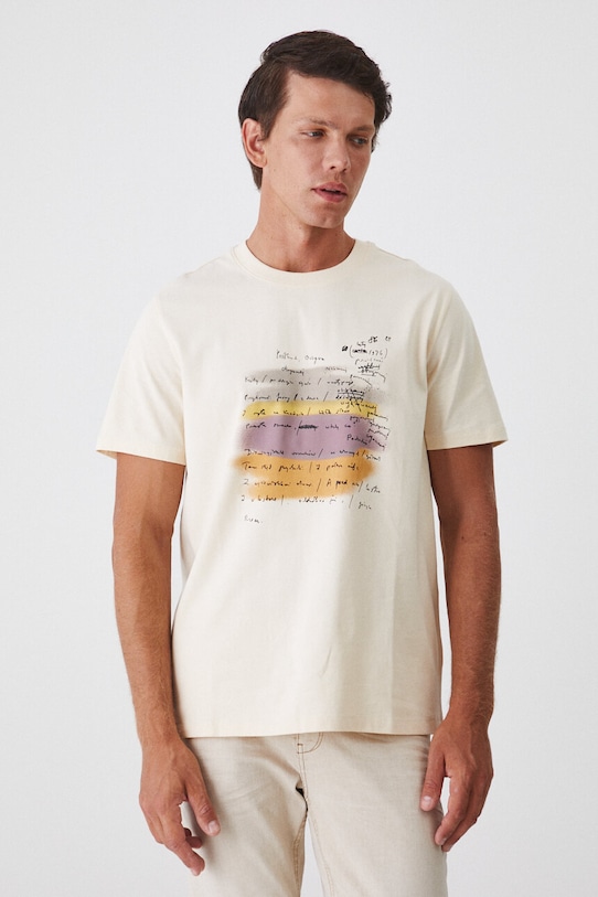 T-shirt bawełniany męski – Medicine z okazji roku Miłosza, kolor beżowy RW24.TSM653 beżowy