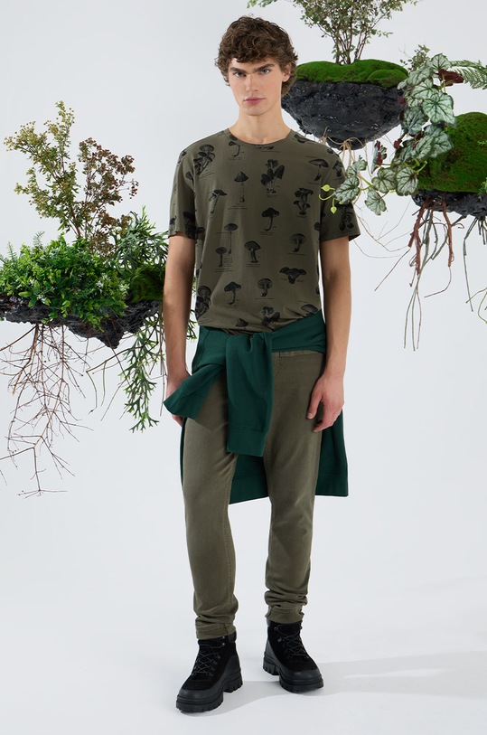 Bavlnené tričko pánske z kolekcie Together For Nature zelená farba regular zelená RW24.TSM703