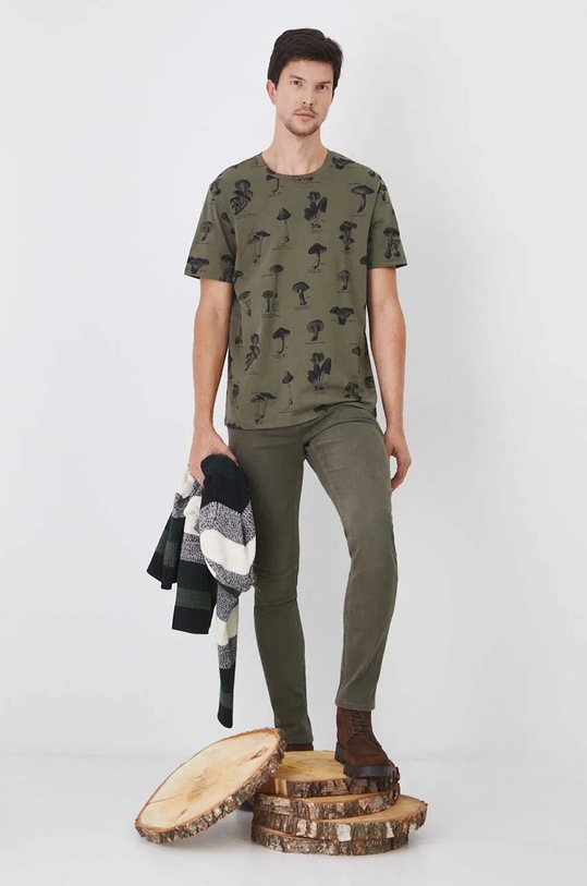 Bavlnené tričko pánske z kolekcie Together For Nature zelená farba RW24.TSM703 zelená RW24