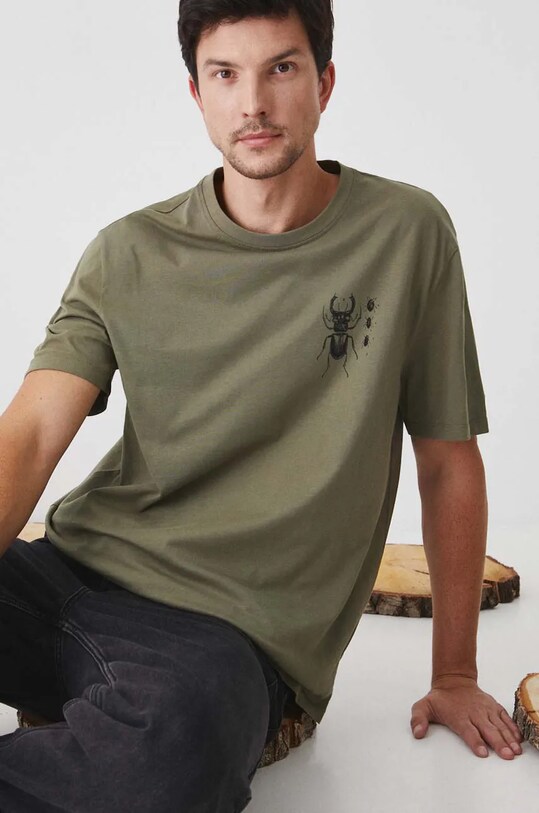 T-shirt bawełniany męski z kolekcji Together For Nature kolor zielony RW24.TSM708 zielony RW24