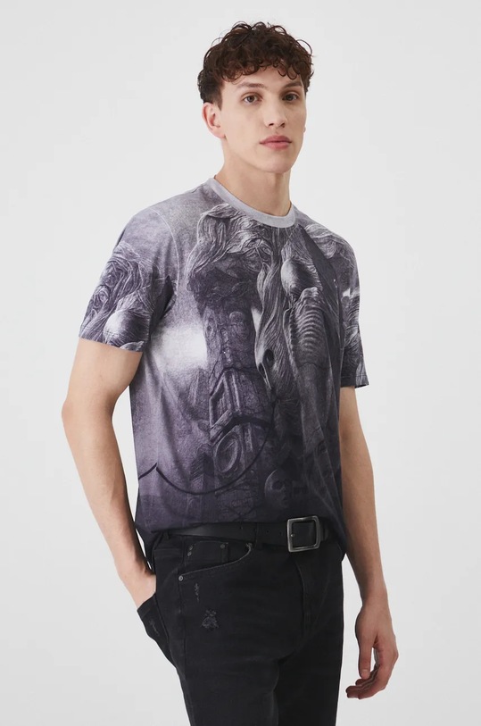 T-shirt męski z kolekcji Zdzisław Beksiński x Medicine kolor szary RW24.TSM855 szary RW24