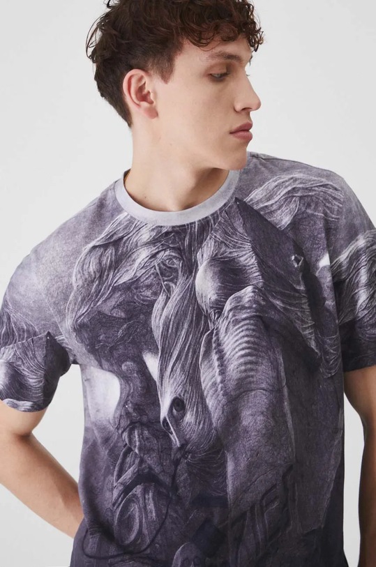 T-shirt męski z kolekcji Zdzisław Beksiński x Medicine kolor szary RW24.TSM855 szary