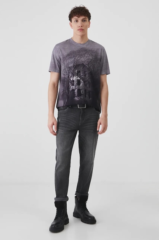 Odzież T-shirt męski z kolekcji Zdzisław Beksiński x Medicine kolor szary RW24.TSM856 szary