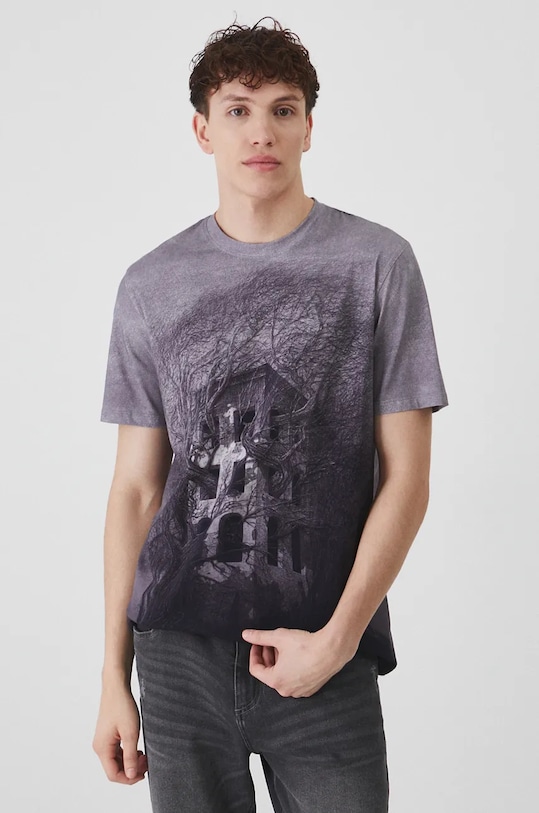 T-shirt męski z kolekcji Zdzisław Beksiński x Medicine kolor szary RW24.TSM856 szary