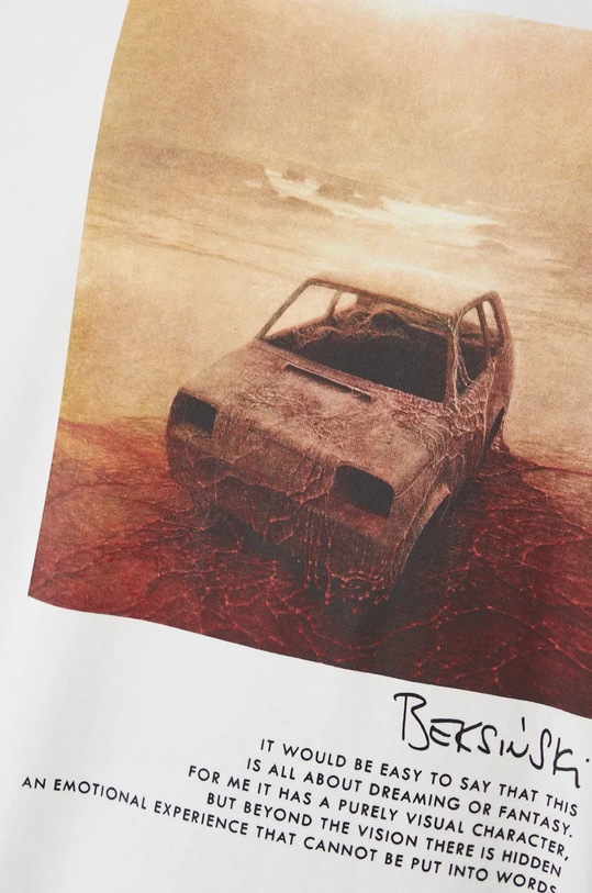 T-shirt bawełniany męski z kolekcji Zdzisław Beksiński x Medicine kolor beżowy RW24.TSM859