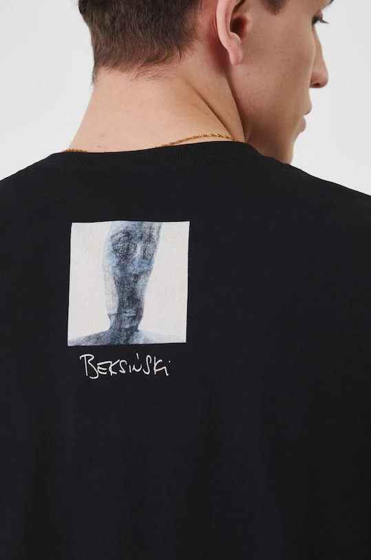 T-shirt bawełniany męski z kolekcji Zdzisław Beksiński x Medicine kolor czarny RW24.TSM861